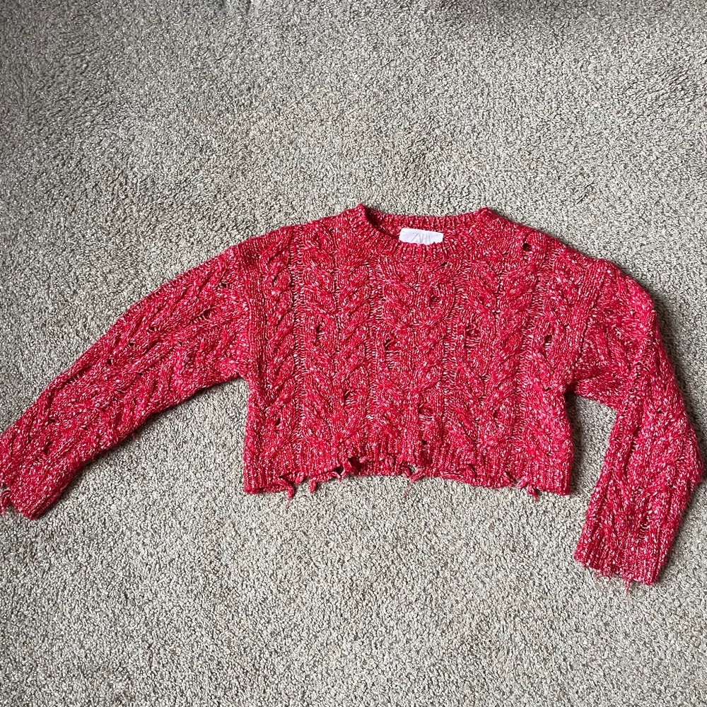 ZARA Girls Distressed Crop Sweater | Size 9–10 (140cm)